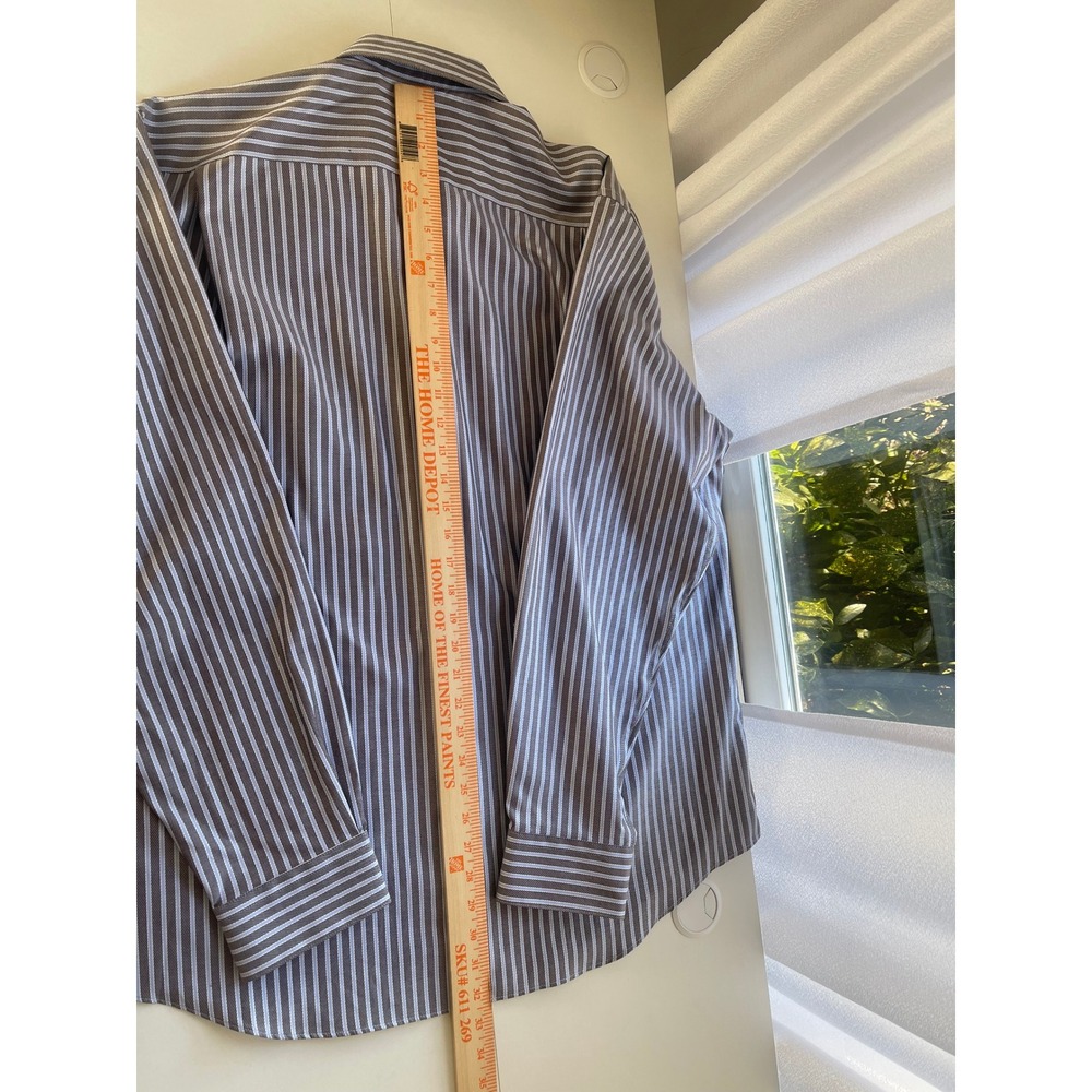 Pronto Uomo Mens XXL Dress Shirt‎ Grey Blue Striped Non-Iron Modern Fit Cotton - Picture 10 of 10